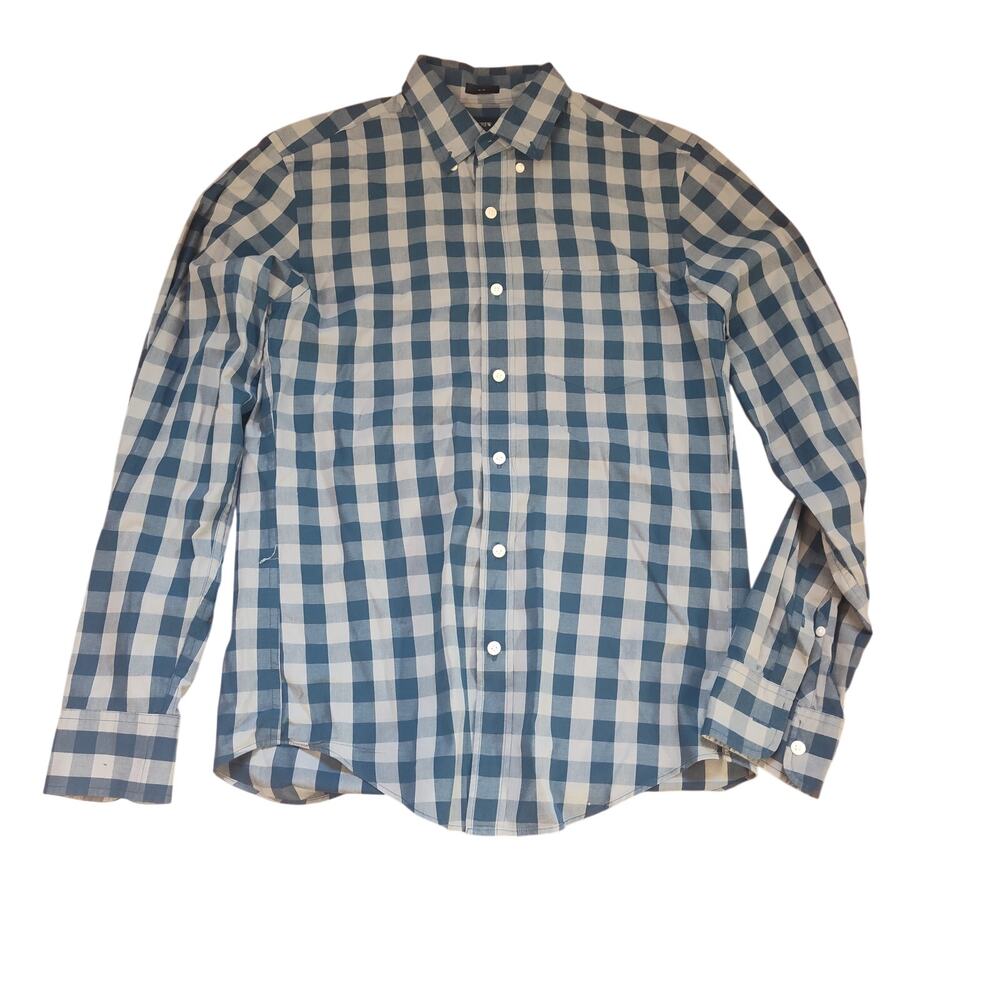 J.Crew Shirt Men’s Small Blue White Checkered Slim Fit Long Sleeve